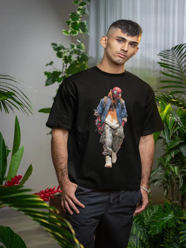 Black_Cotton_Oversized_Urban_Spidey_T-Shirt_For_Men