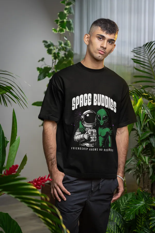 Black_Cotton_Oversized_Space_Buddies_T-Shirt_For_Men