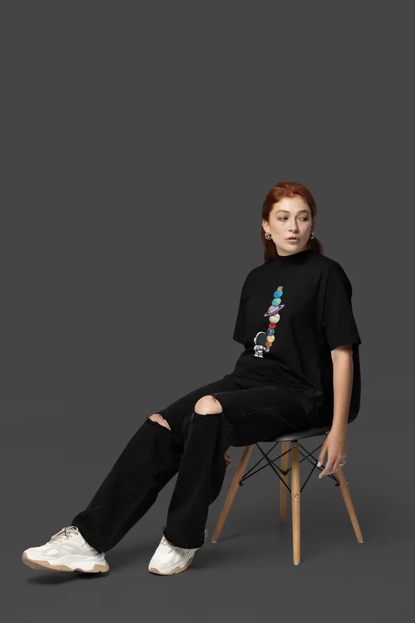 Black_Cotton_Oversized_Planet_Cones_T-Shirt_For_Women