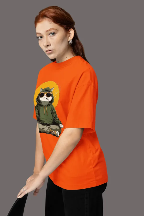 Orange_Cotton_Oversized_T-Shirt_For_Women