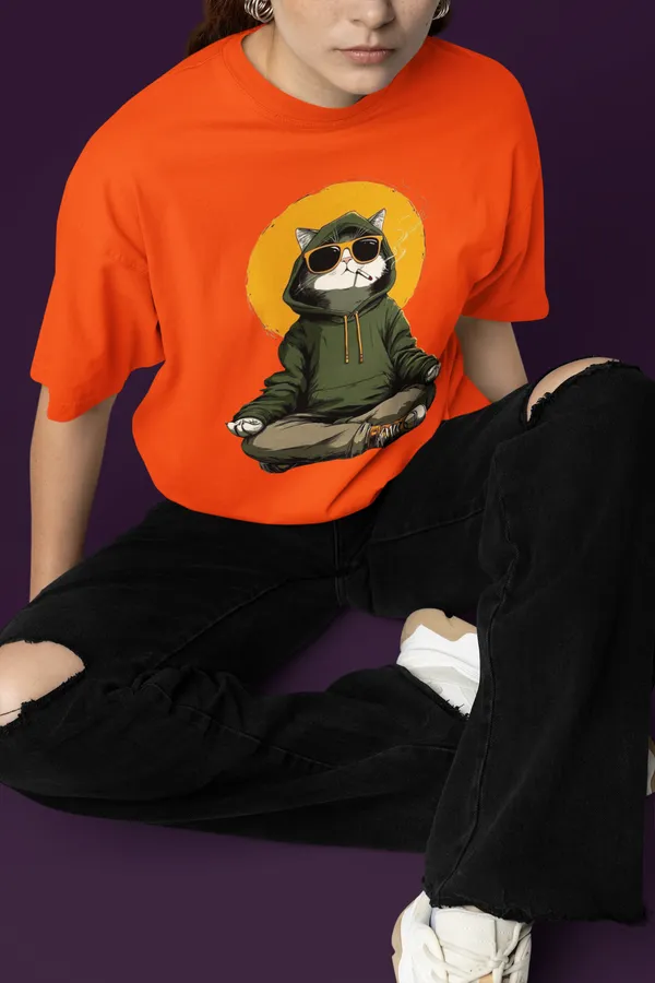Orange_Cotton_Oversized_T-Shirt_For_Women