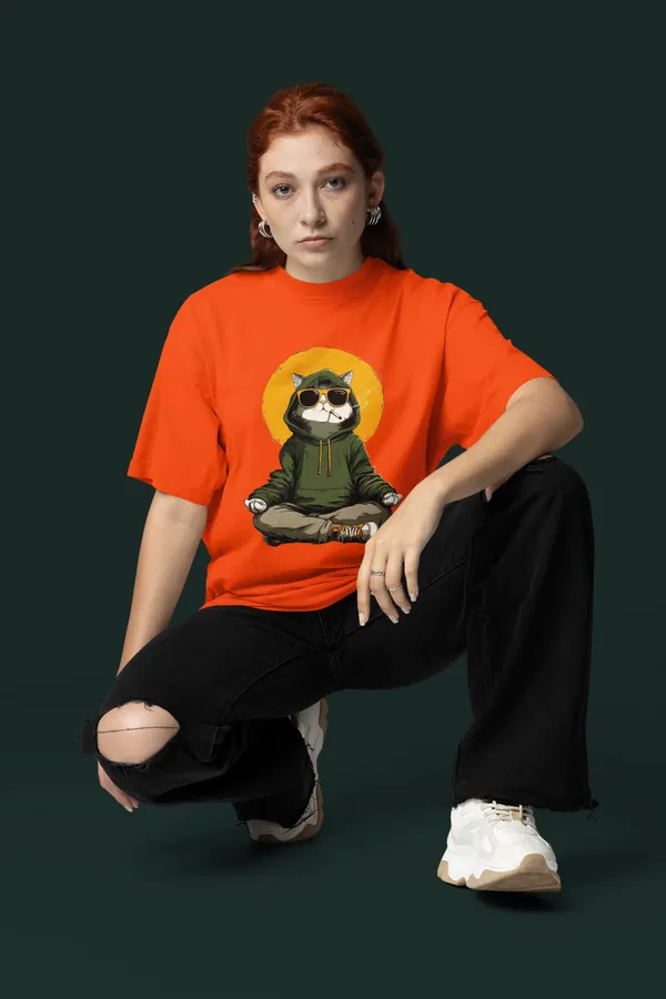 Orange_Cotton_Oversized_T-Shirt_For_Women