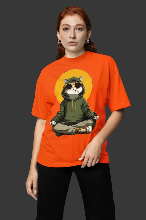 Orange_Cotton_Oversized_T-Shirt_For_Women