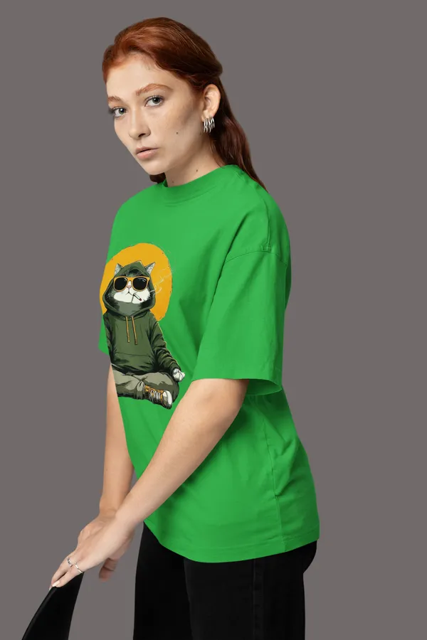 Green_Cotton_Oversized_T-Shirt_For_Women