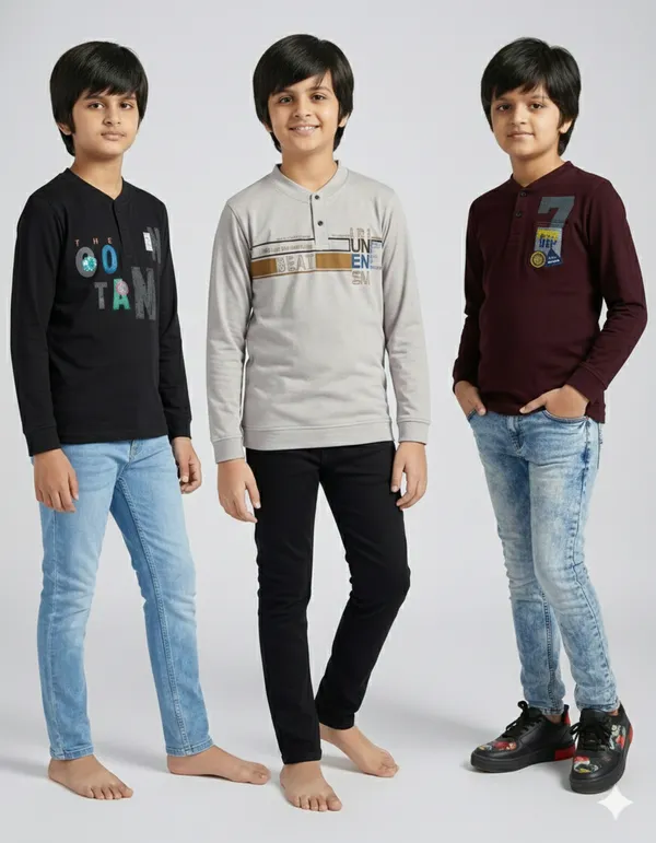 Multicolor_Premium_Tencil_T-Shirt_For_Boys_(Pack_Of_3)