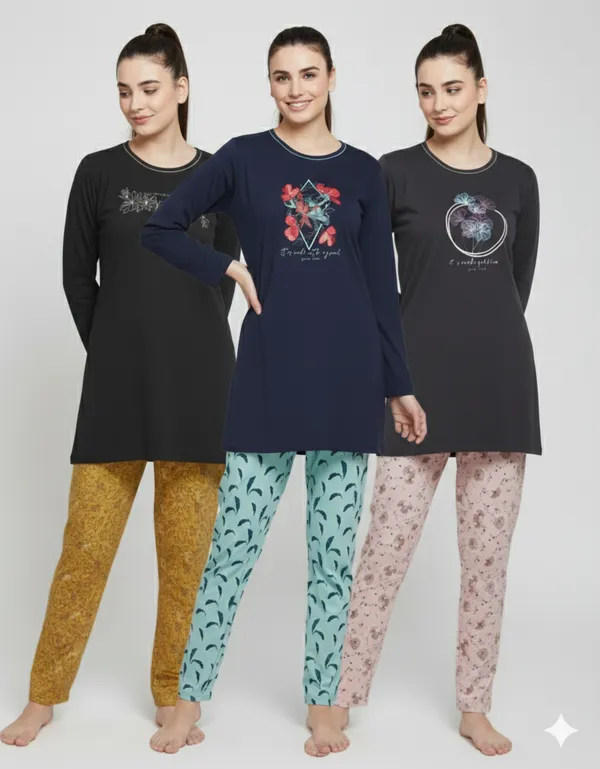 Multicolor_Premium_Cotton_Night_Suit_For_Women(Pack_Of_3)