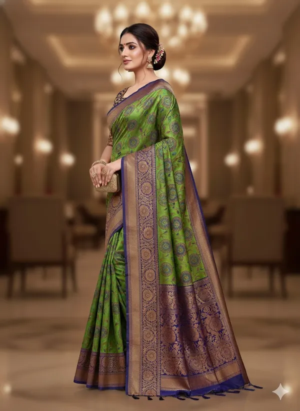 Mehindi_Green_Premium_Traditional_Pattu_Saree_With_Blouse_For_Women