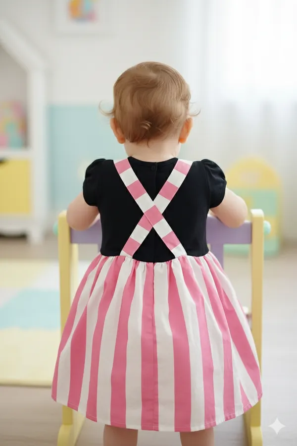 Pink_And_Black_Colour_Frock_For_Yous_Loves_One__Baby_Softy_Cotton_Material