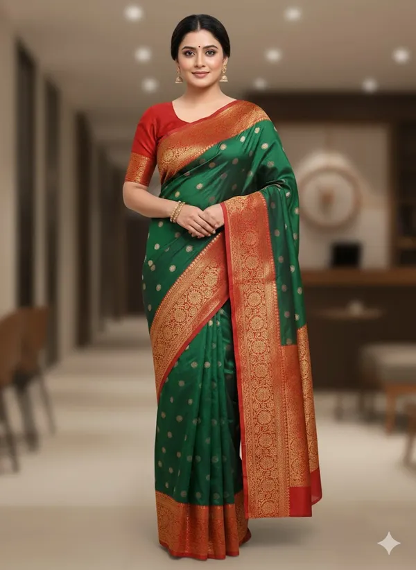 Mehindi_Green_Premium_Silk_Pattu_Saree_With_Blouse_For_Women