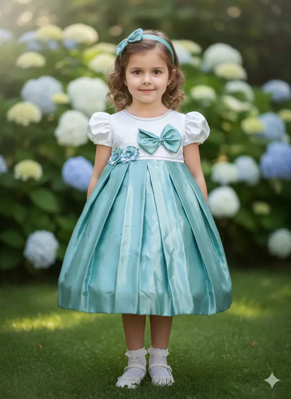 Sea_Green_And_White_Colour_Frock_Girl_Softy__Flower_Design_Premium_Dress
