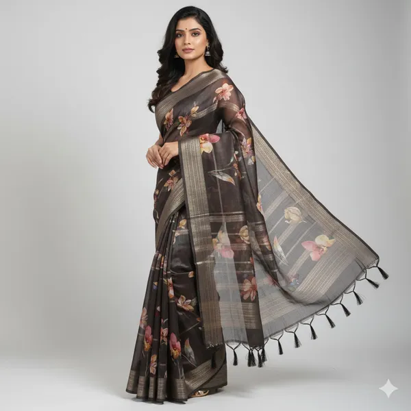 Brown_Premium_Soft_Silk_Saree_With_Blouse_For_Women
