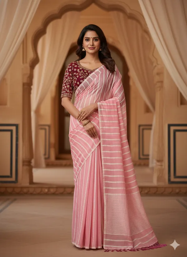 Baby_Orange_Premium_Kota_Silk_Saree_With_Blouse_For_Women