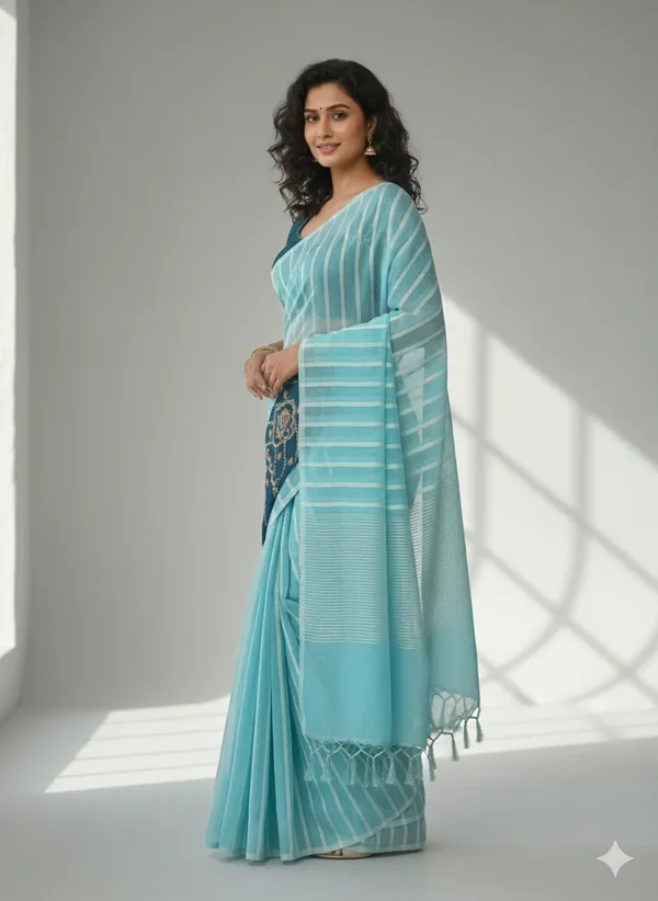 Mint_Green_Premium_Kota_Silk_Saree_With_Blouse_For_Women