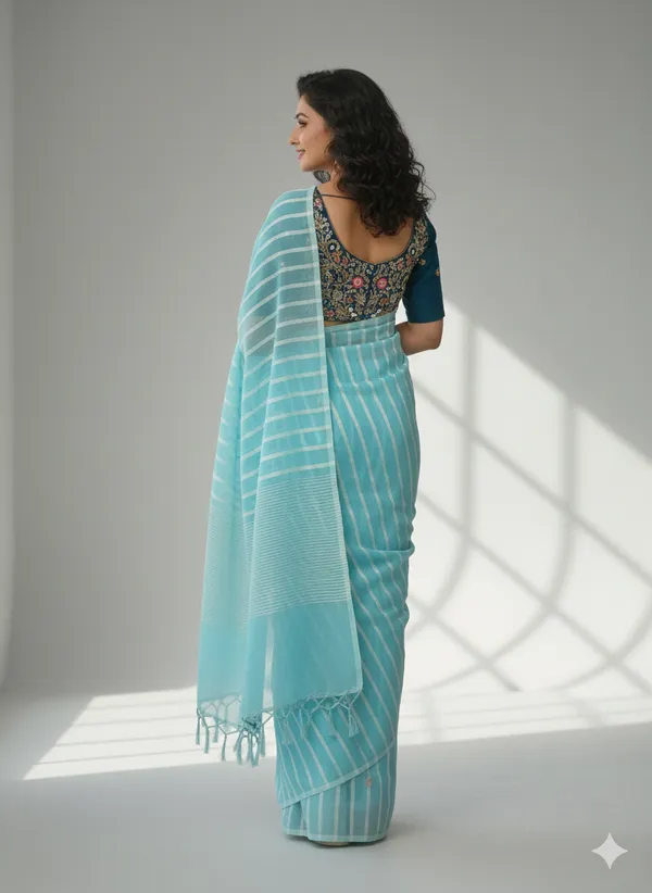 Mint_Green_Premium_Kota_Silk_Saree_With_Blouse_For_Women