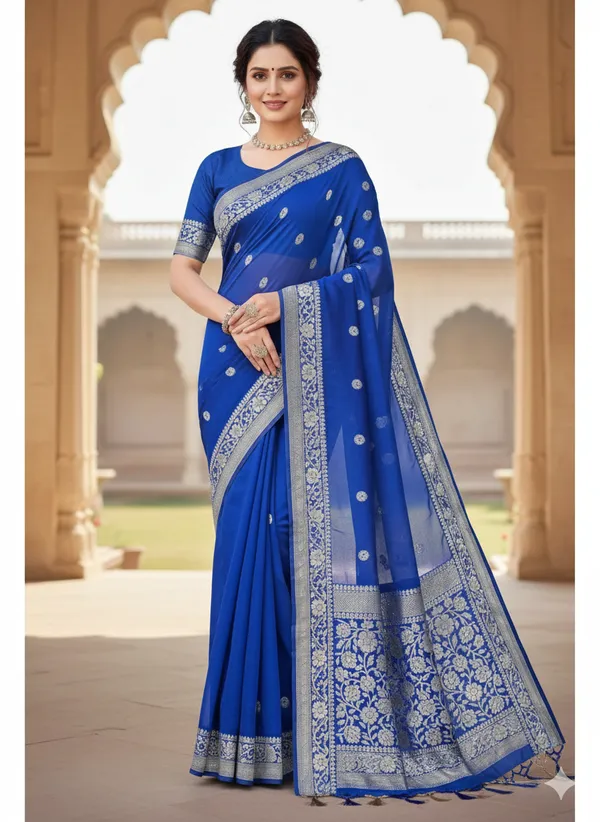 Blue_Premium_Georette_Silk_Saree_With_Blouse_For_Women