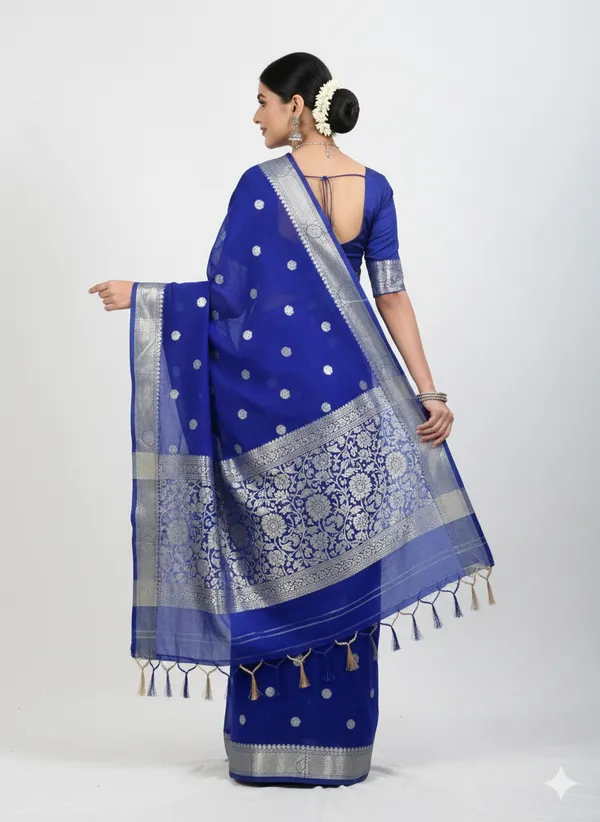 Blue_Premium_Georette_Silk_Saree_With_Blouse_For_Women