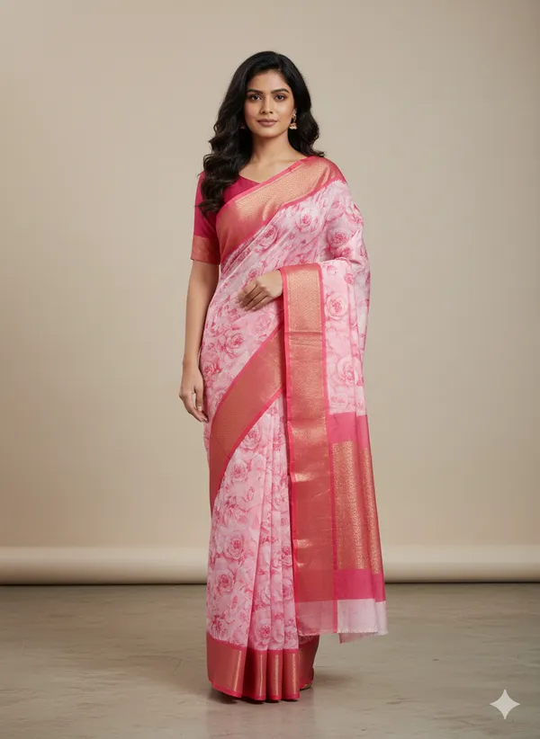 Light_Pink_Premium_Crush_Silk_Saree_With_Blouse_For_Women