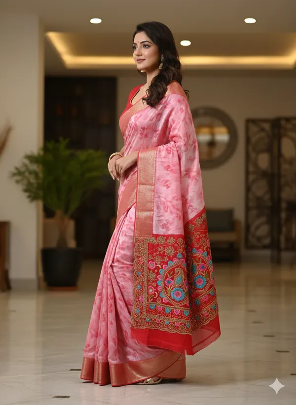 Light_Pink_Premium_Crush_Silk_Saree_With_Blouse_For_Women