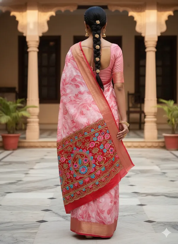 Light_Pink_Premium_Crush_Silk_Saree_With_Blouse_For_Women