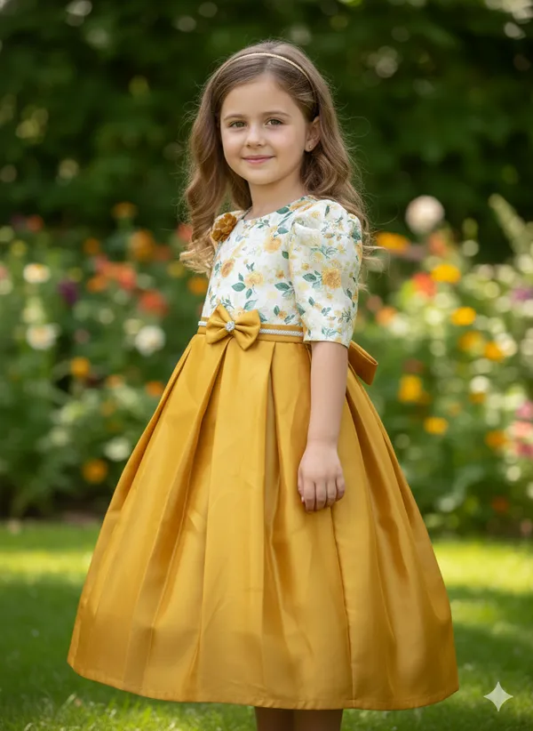 Yellow_And_White_Colour_Frock_Girl_Softy__Chiffon_Georgette_Floral_Design