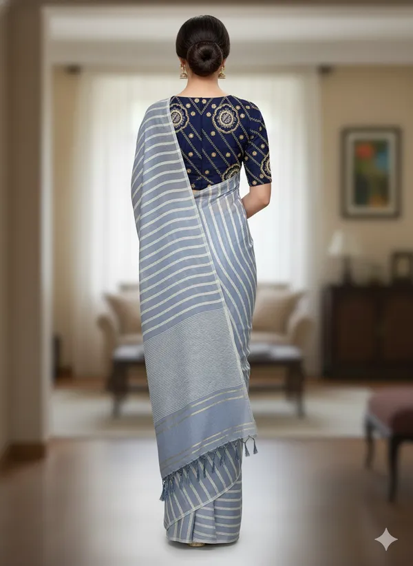 Light_Blue_Premium_Kota_Silk_Saree_With_Blouse_For_Women