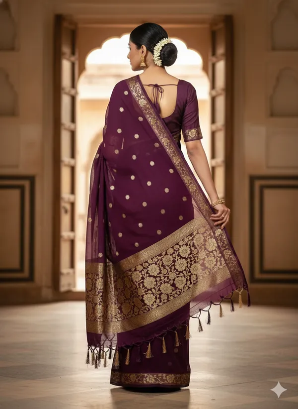 Violet_Premium_Georette_Silk_SareeWith_Blouse__For_Women