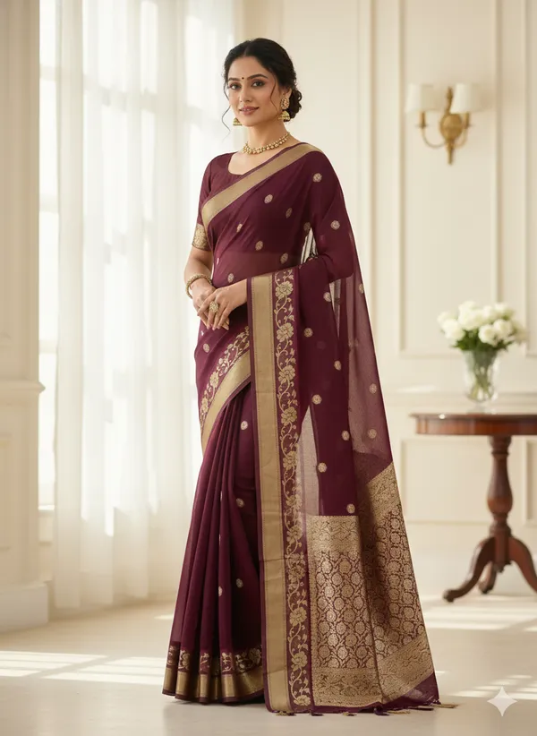 Violet_Premium_Georette_Silk_SareeWith_Blouse__For_Women