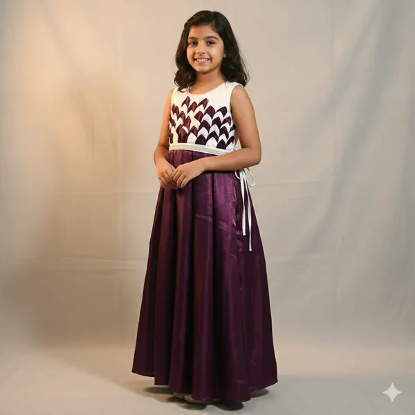 Violet_And_White_Colour_Frock_With_Pineapple_Design_Baby_Softy_Chiffon_Georgette