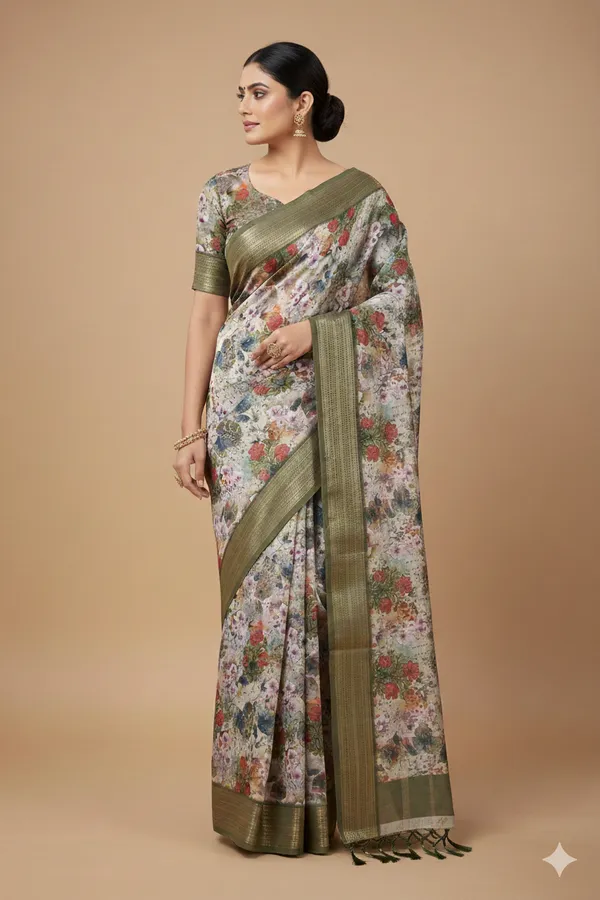 Creme_Premium_Soft_Silk_Saree_With_Blouse_For_Women