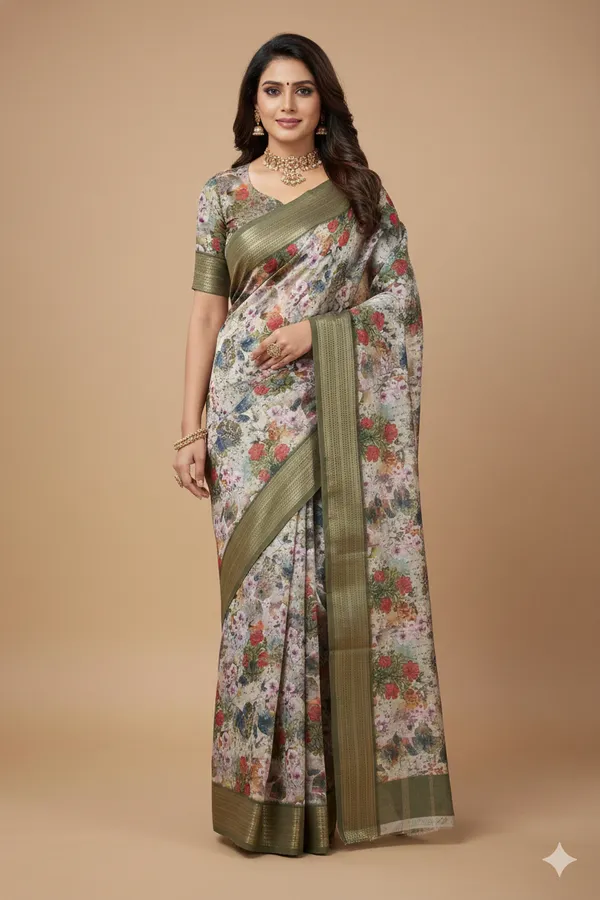Creme_Premium_Soft_Silk_Saree_With_Blouse_For_Women