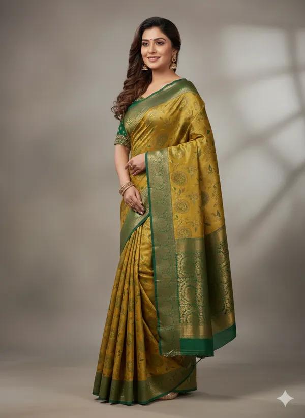 Gold_Premium_Traditional_Pattu_Saree_With_Blouse_For_Women