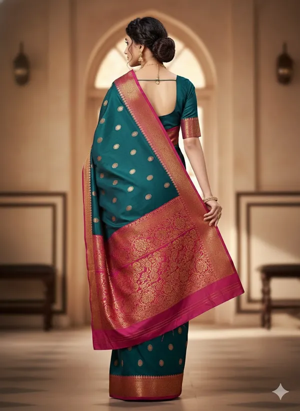 Sea_Green_Premium_Silk_Pattu_Saree_With_Blouse_For_Women
