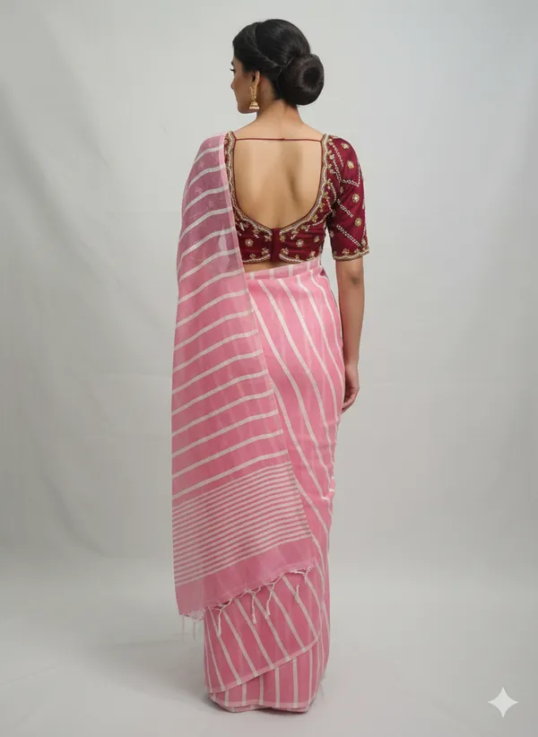 Pink_Premium_Kota_Silk_Saree_With_Blouse_For_Women
