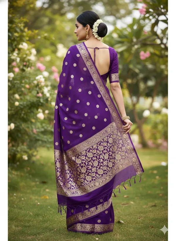 Purple_Premium_Georette_Silk_Saree_With_Blouse_For_Women