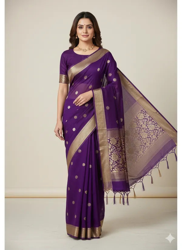 Purple_Premium_Georette_Silk_Saree_With_Blouse_For_Women