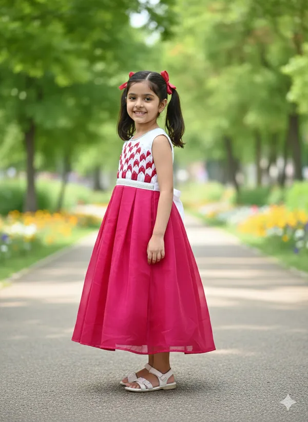 Pink_And_White_Colour_Frock_With_Pineapple_Design_Baby_Softy_Premium_Dress