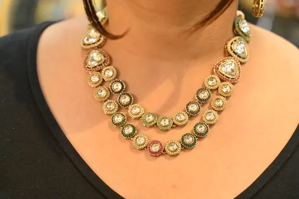 Multicolor_Golden_Finish_Traditional_Indian_Brass_Necklace_Set_For_Women