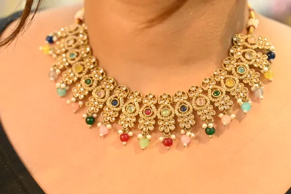 Multicolor_Golden_Finish_Festive_Wear_Brass_Statement_Necklace_For_Women