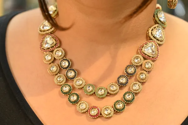 Multicolor_Golden_Finish_Traditional_Indian_Brass_Necklace_Set_For_Women