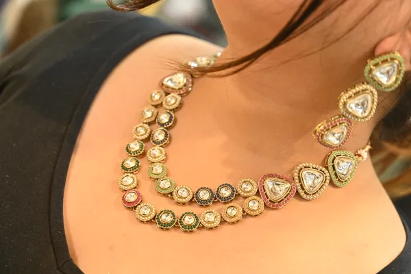 Multicolor_Golden_Finish_Traditional_Indian_Brass_Necklace_Set_For_Women