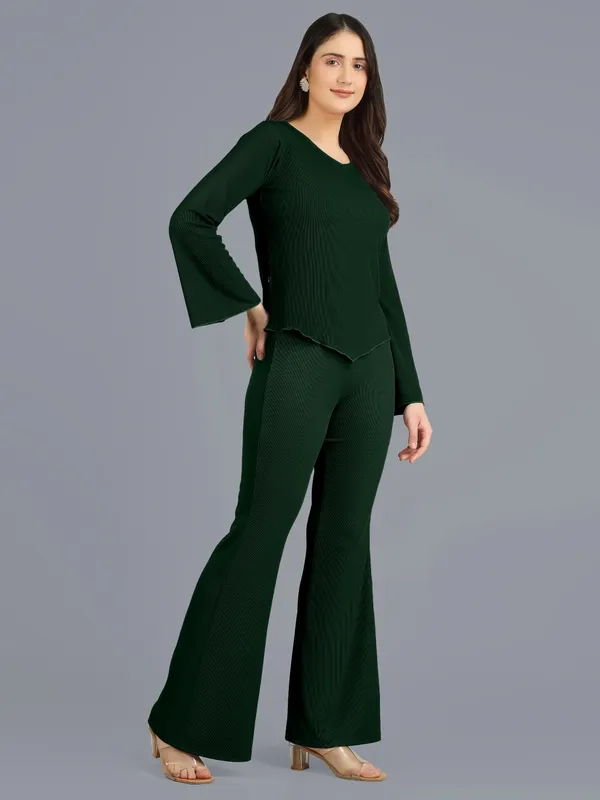 Plus_Size_Co-Ord_Set_for_Women_|_Bootcut_Trouser_and_Bell_Sleeve_Top_Bottle_Green