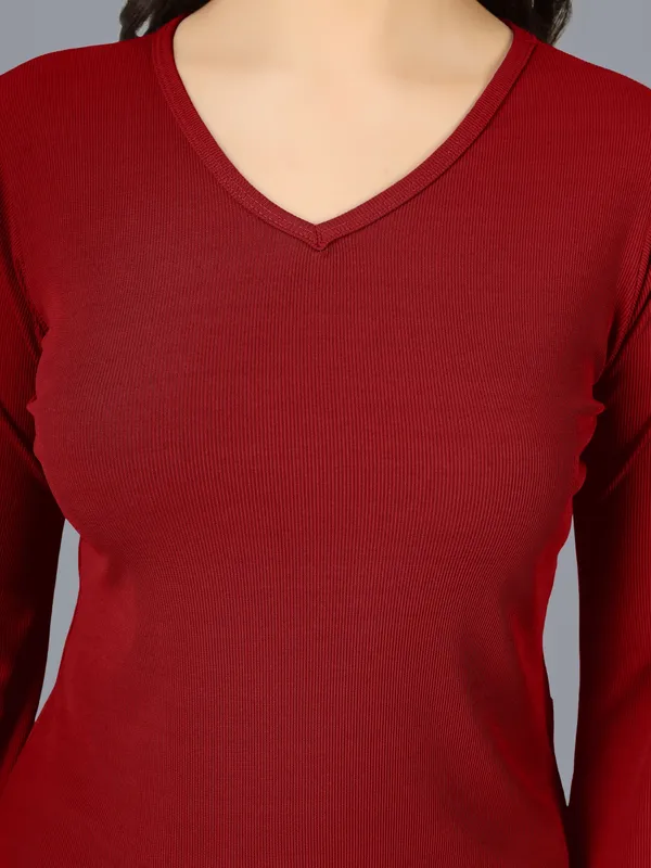 Plus_Size_Co-Ord_Set_for_Women_|_Bootcut_Trouser_and_Bell_Sleeve_Top_Maroon