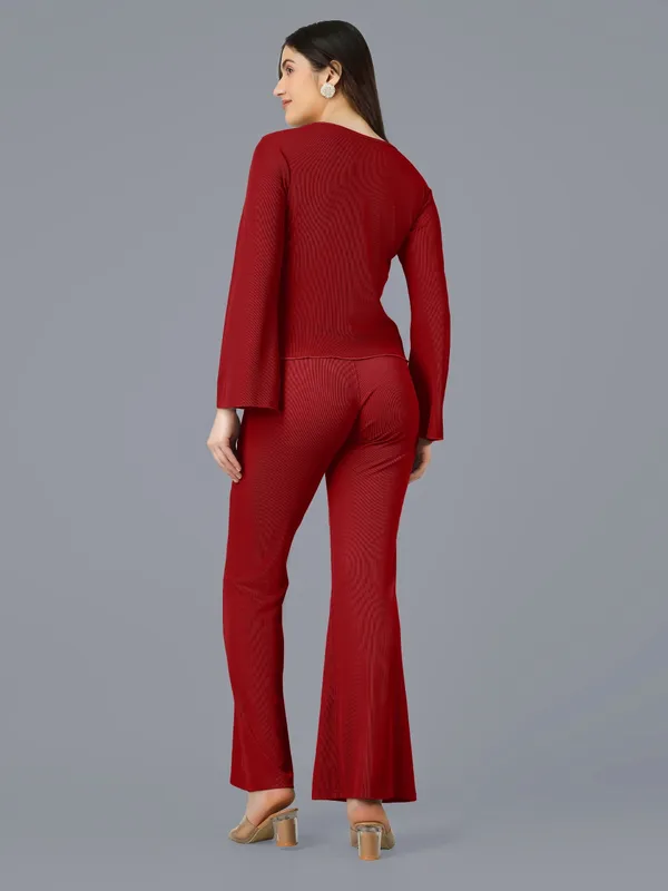 Plus_Size_Co-Ord_Set_for_Women_|_Bootcut_Trouser_and_Bell_Sleeve_Top_Maroon