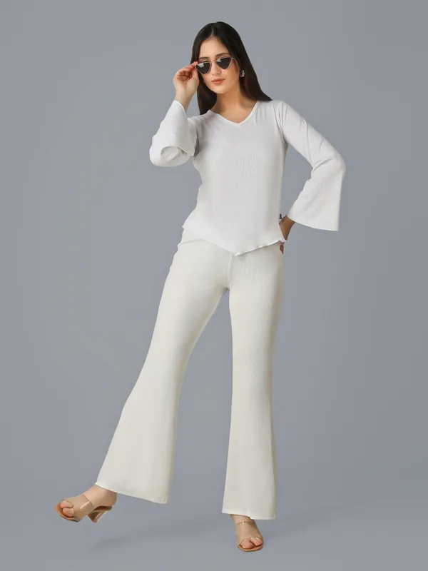 Plus_Size_Co-Ord_Set_for_Women_|_Bootcut_Trouser_and_Bell_Sleeve_Top_White