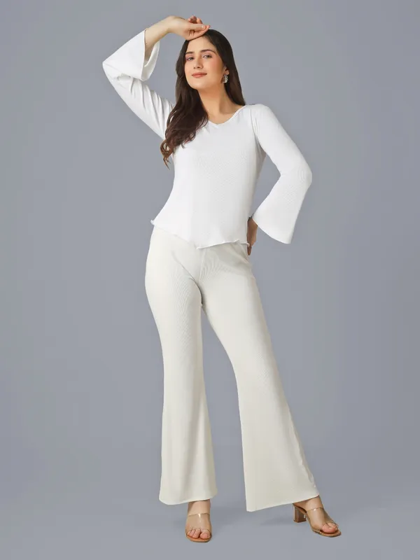 Plus_Size_Co-Ord_Set_for_Women_|_Bootcut_Trouser_and_Bell_Sleeve_Top_White