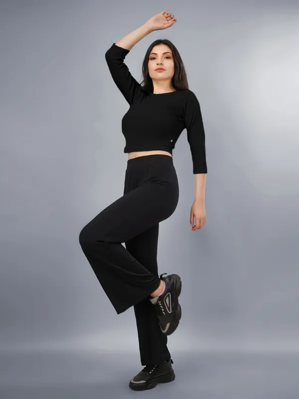 Plus_Size_Crop_Top_for_Women_Round_Neck_3/4_Sleeve_Top