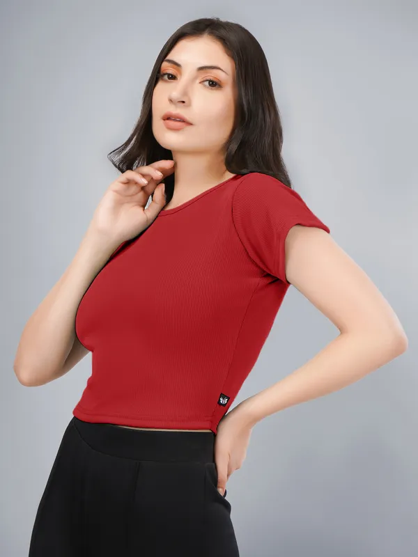 Plus_Size_Crop_Top_for_Women_Round_Neck_Short_Sleeve_Top
