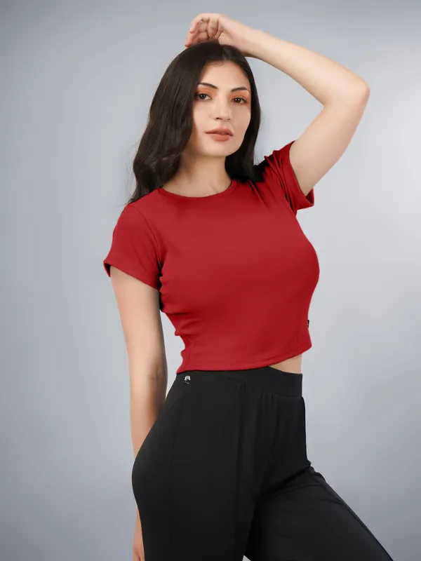 Plus_Size_Crop_Top_for_Women_Round_Neck_Short_Sleeve_Top