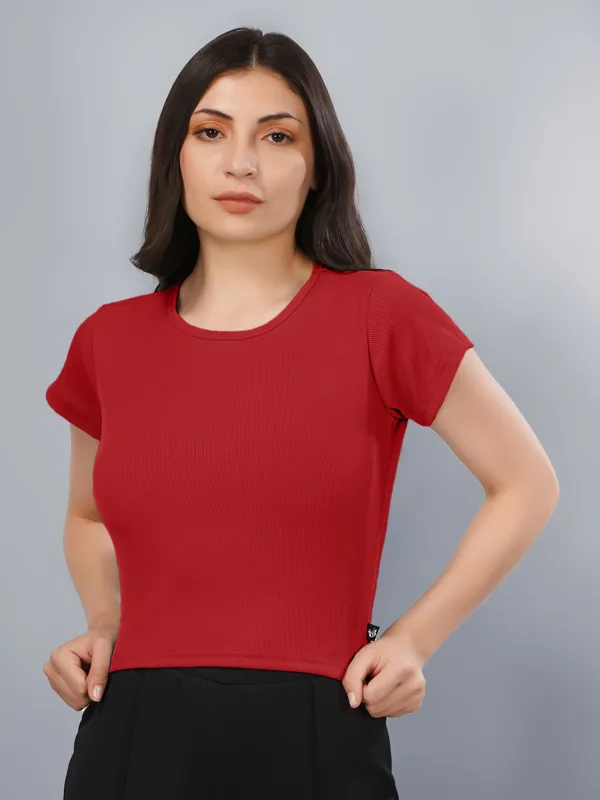 Plus_Size_Crop_Top_for_Women_Round_Neck_Short_Sleeve_Top