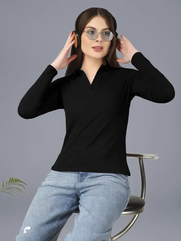 Plus_Size_Full_Sleeve_Polo_Collar_Tshirt_for_Women